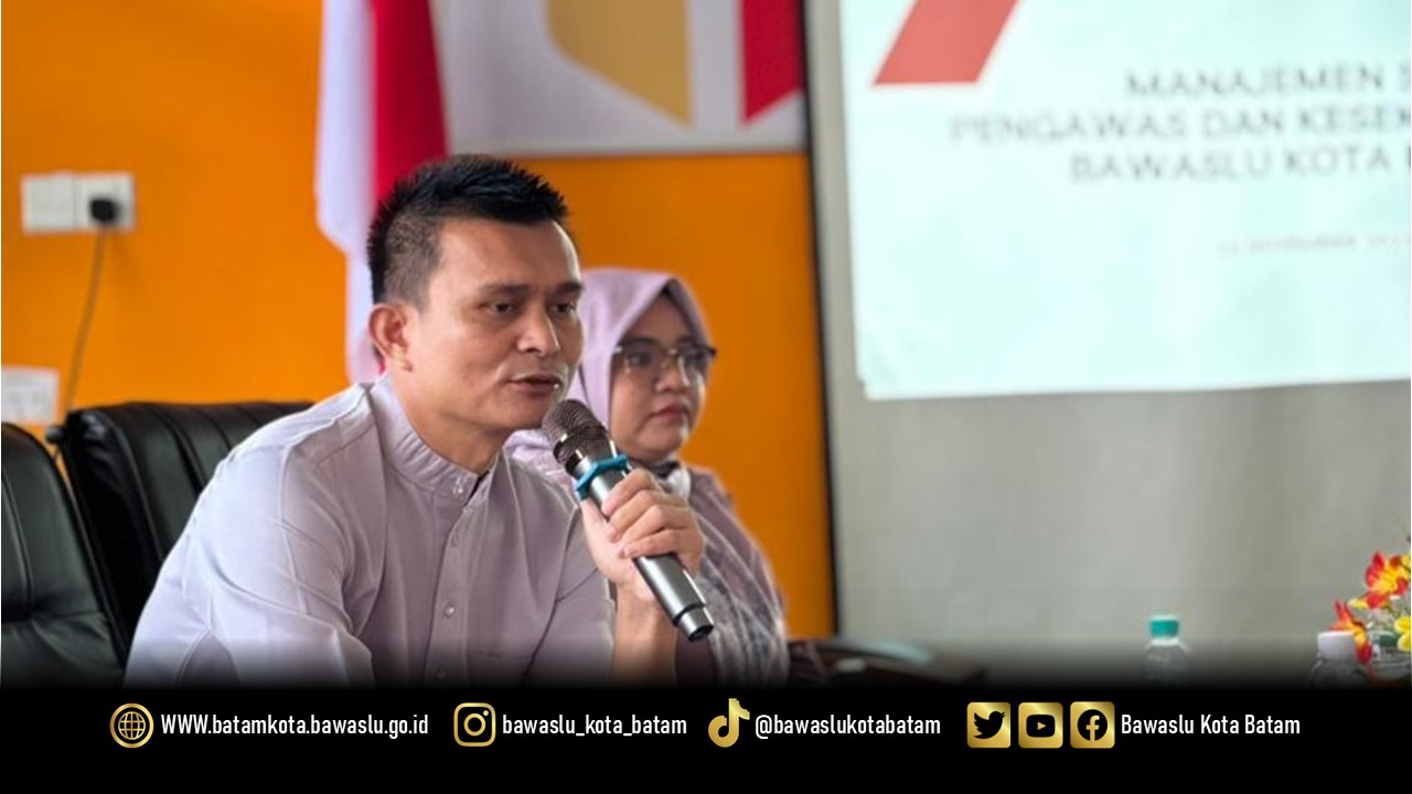 Ketua Bawaslu Kota Batam Antonius Itoloha Gaho, saat menyampaikan sambutan sekaligus membuka kegiatan.