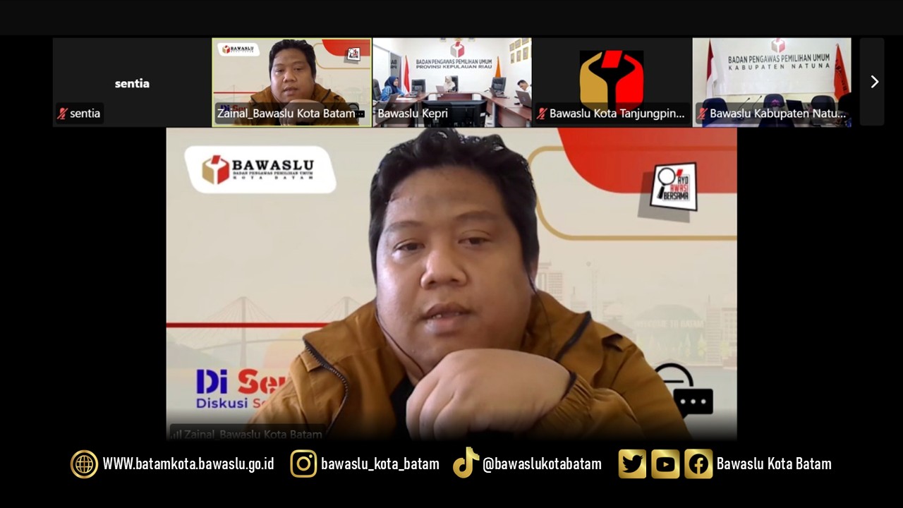 Koordinator Divisi Pencegahan, Partisipasi Masyarakat, dan Hubungan Masyarakat Bawaslu Kota Batam, Zainal Abidin, mengikuti Rapat Koordinasi Divisi P2H dalam rangka Evaluasi Pemutakhiran Data Pemilih Berkelanjutan (PDPB) Triwulan I Tahun 2026 yang diselenggarakan oleh Bawaslu Provinsi Kepulauan Riau secara daring melalui Zoom Meeting, Kamis (12/3/2026).